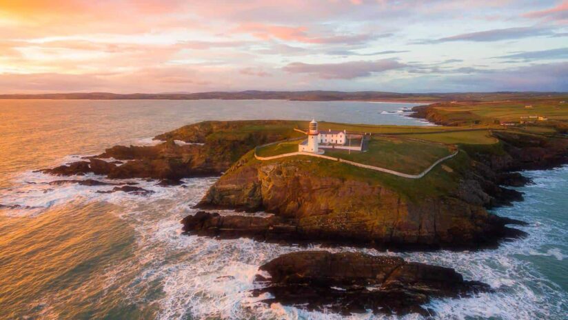 Galley Head Lighthouse West Cork Ireland at sunset, sunset cork, west cork sunset, Galley head Lighthouse, lighthouse sunset