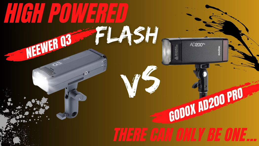 Neewer Q3 vs Godox AD200 Pro image with both flashes in the photo